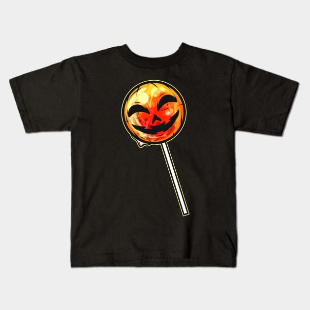Pumpkin Lollipop Lolli Sucker Halloween Kids T-Shirt by SinBle